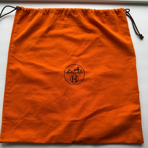 Vintage Hermes Preloved Large Orange Dustbag size 17in x 16.5in - Picture 1 of 6